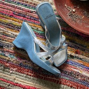 Vintage 90s Slip On Silver Strappys